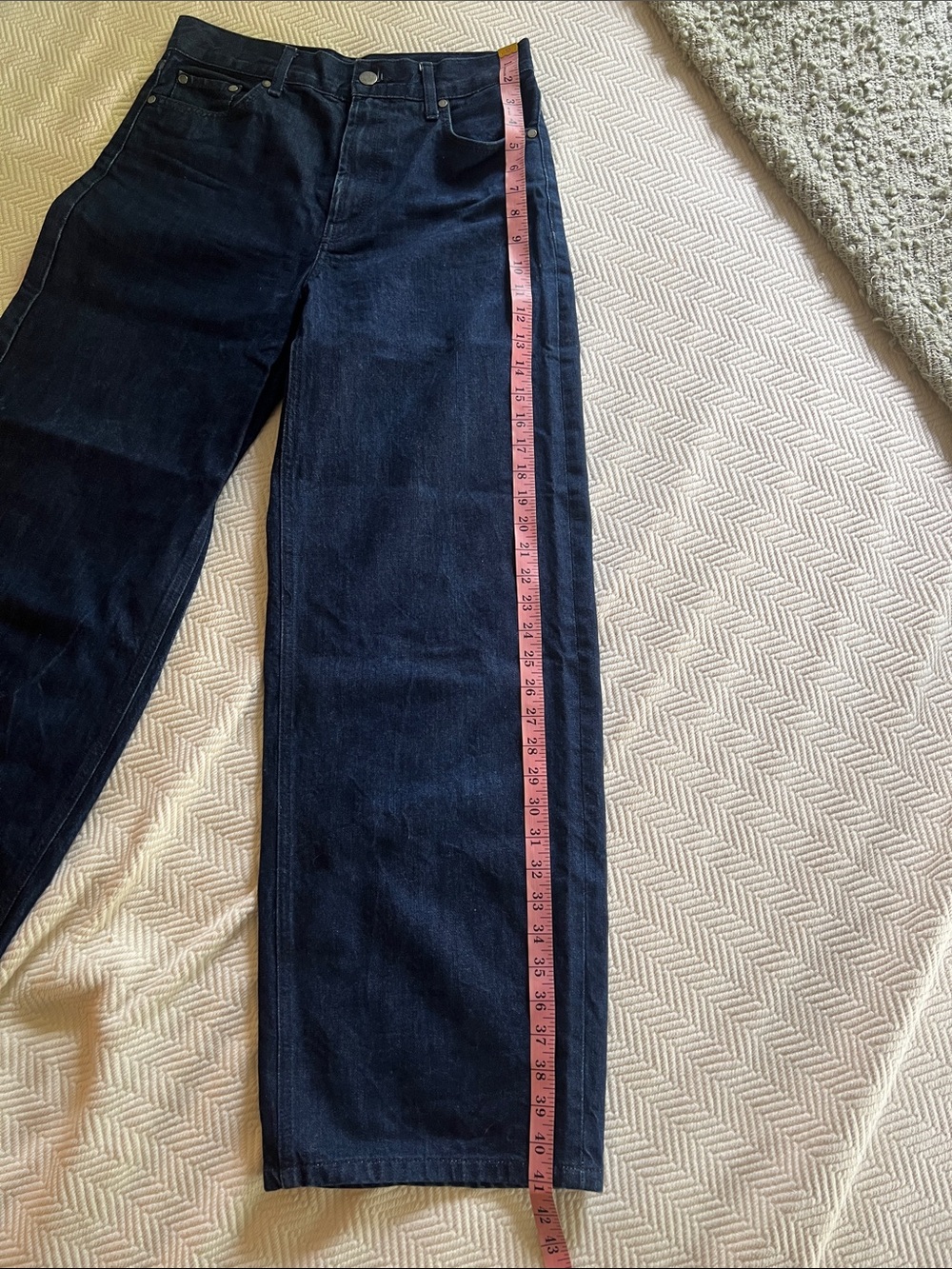 Zara Dark Blue Wide Leg Jeans Sz 26/27 - Picture 3 of 7